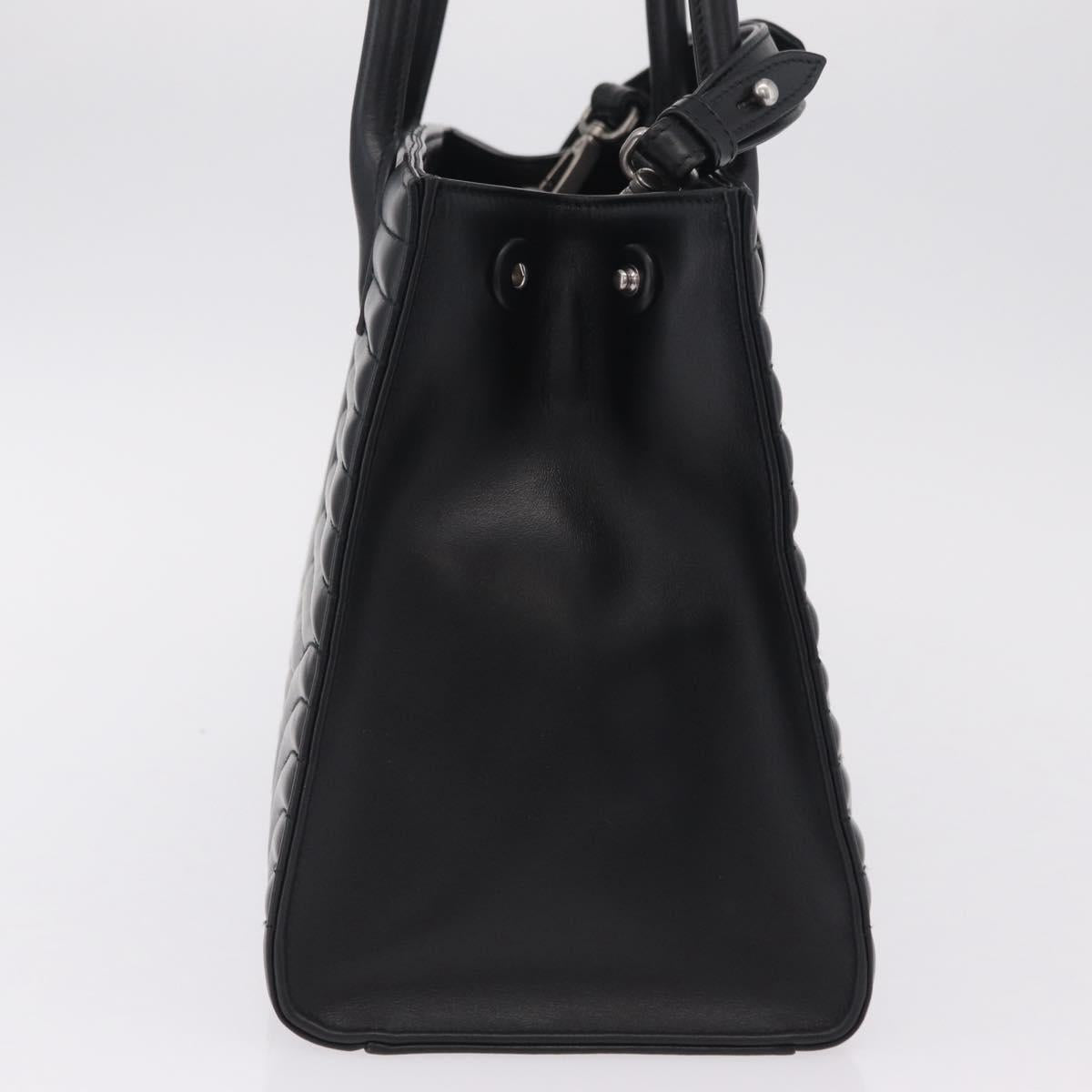 PRADA Hand Bag Leather 2way Black Silver Auth 206472M