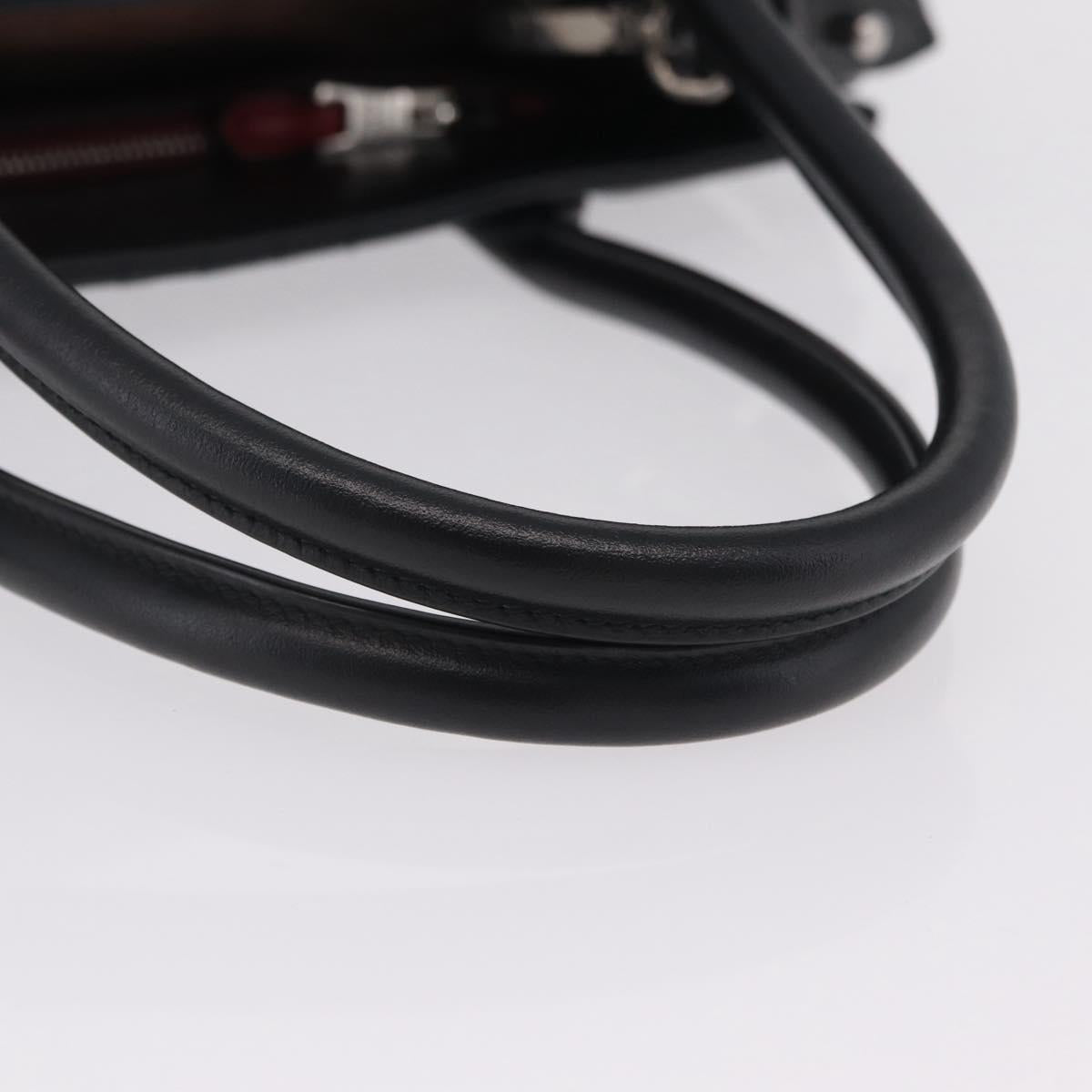 PRADA Hand Bag Leather 2way Black Silver Auth 206472M