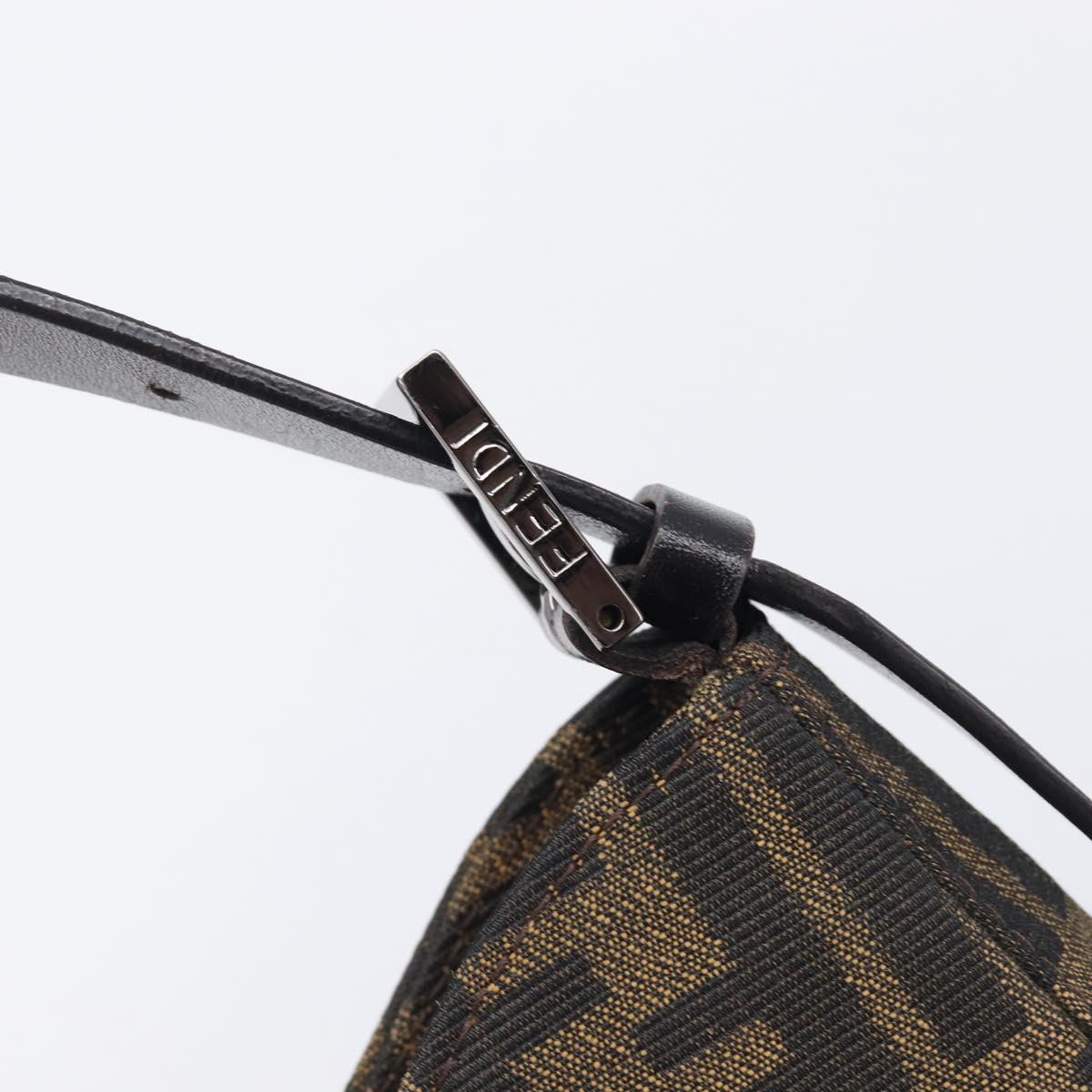 FENDI Zucca Canvas Mamma Baguette Shoulder Bag Brown Black 8BR036 Auth 206475V