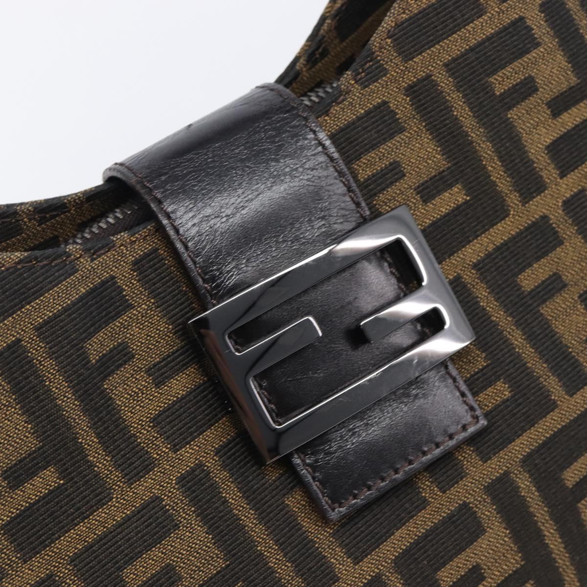 FENDI Zucca Canvas Mamma Baguette Shoulder Bag Brown Black 8BR036 Auth 206475V
