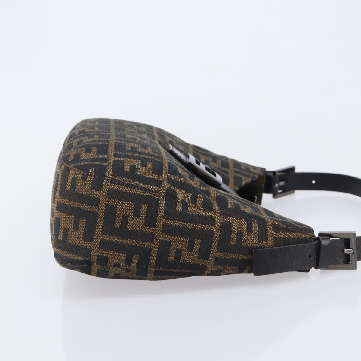 FENDI Zucca Canvas Mamma Baguette Shoulder Bag Brown Black 8BR036 Auth 206475V
