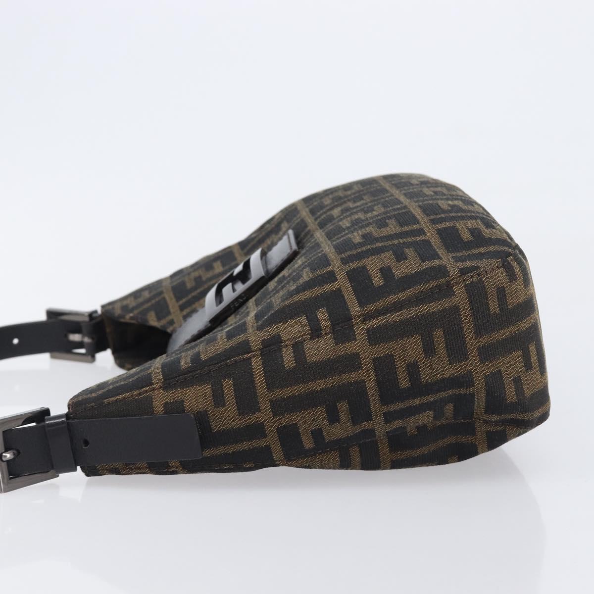 FENDI Zucca Canvas Mamma Baguette Shoulder Bag Brown Black 8BR036 Auth 206475V