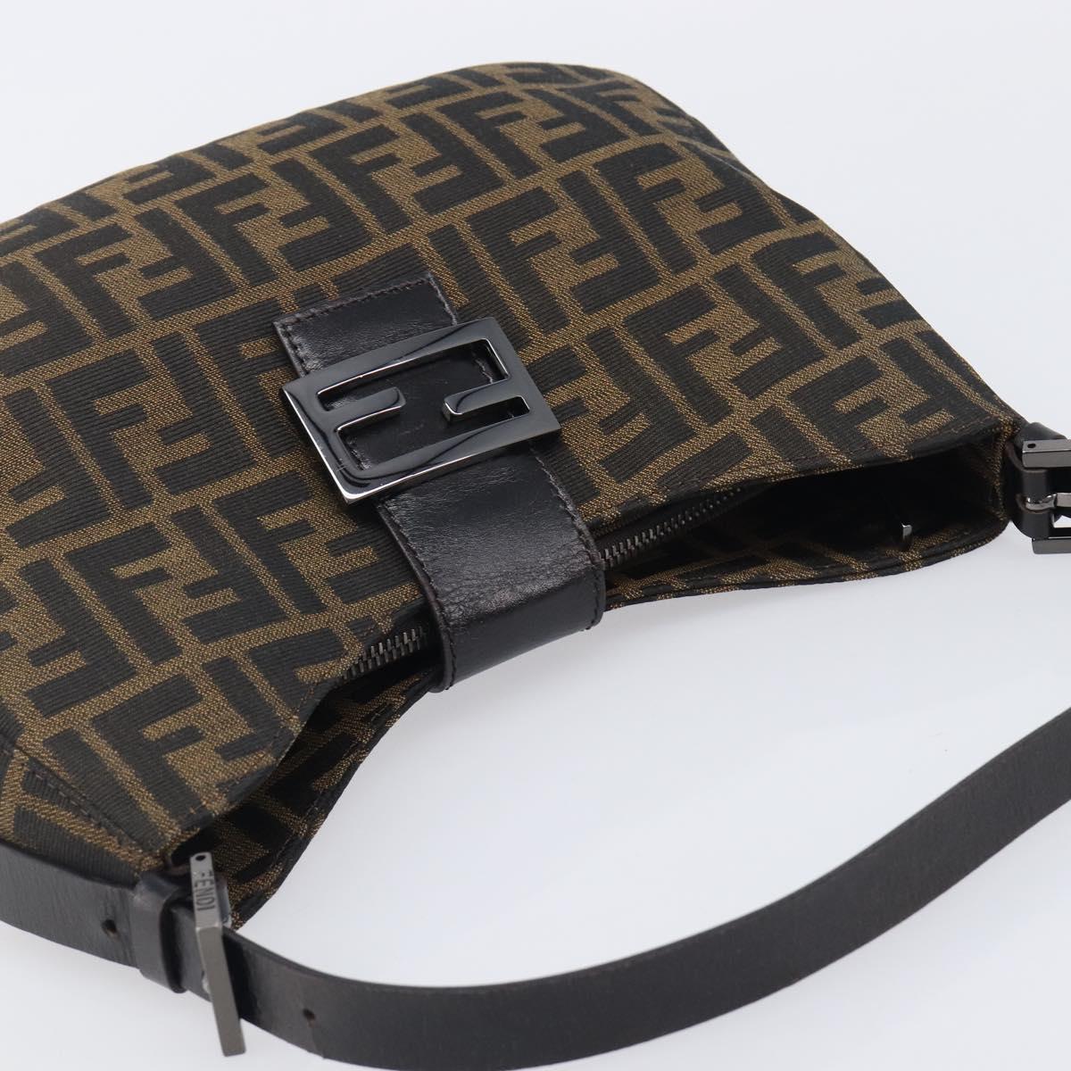 FENDI Zucca Canvas Mamma Baguette Shoulder Bag Brown Black 8BR036 Auth 206475V