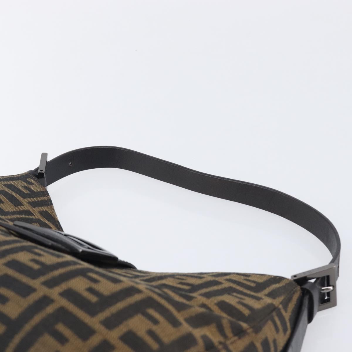 FENDI Zucca Canvas Mamma Baguette Shoulder Bag Brown Black 8BR036 Auth 206475V