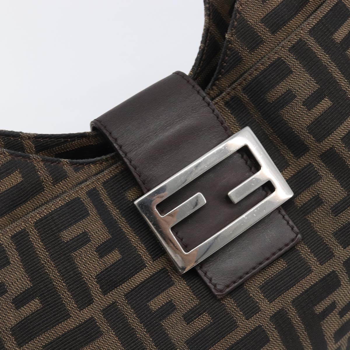 FENDI Zucca Canvas Mamma Baguette Shoulder Bag Brown Black 26569 Auth 206476V