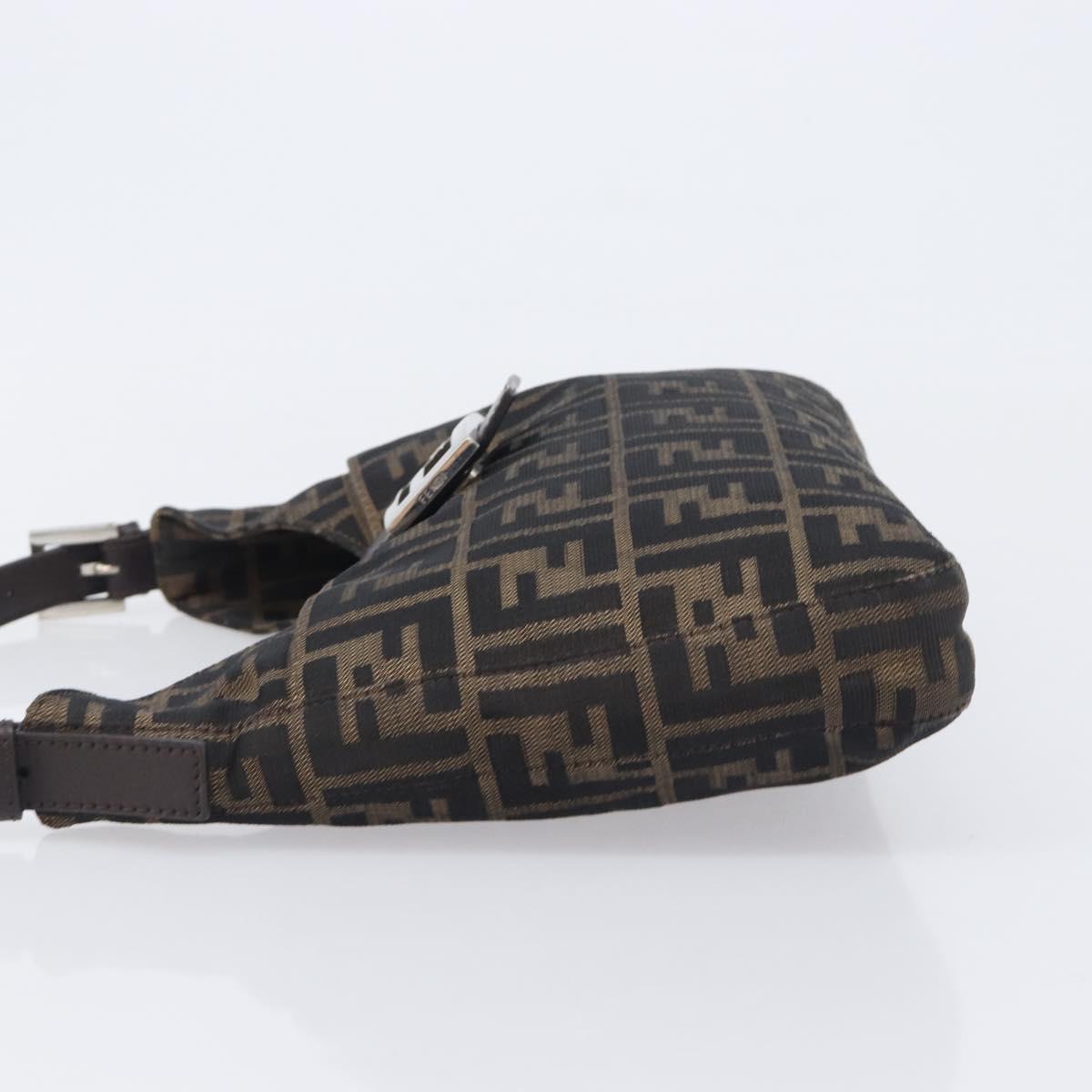 FENDI Zucca Canvas Mamma Baguette Shoulder Bag Brown Black 26569 Auth 206476V