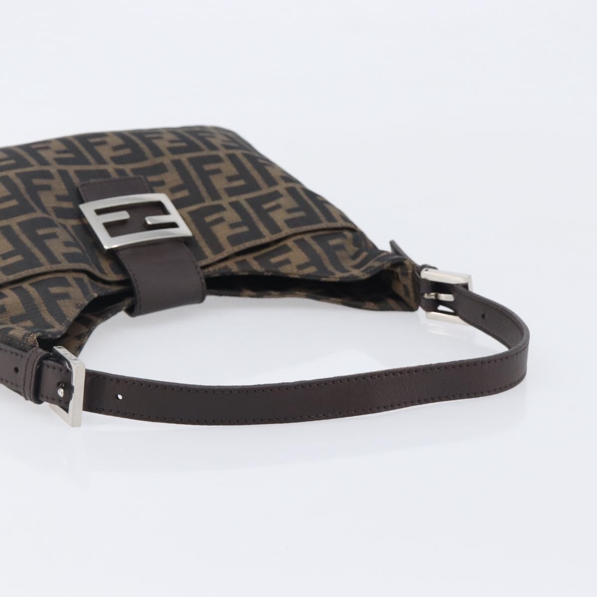 FENDI Zucca Canvas Mamma Baguette Shoulder Bag Brown Black 26569 Auth 206476V