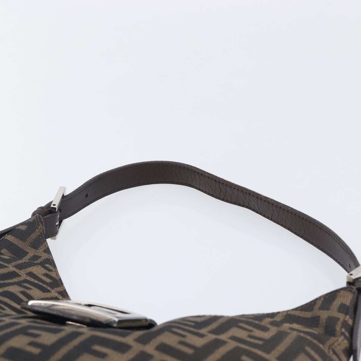 FENDI Zucca Canvas Mamma Baguette Shoulder Bag Brown Black 26569 Auth 206476V