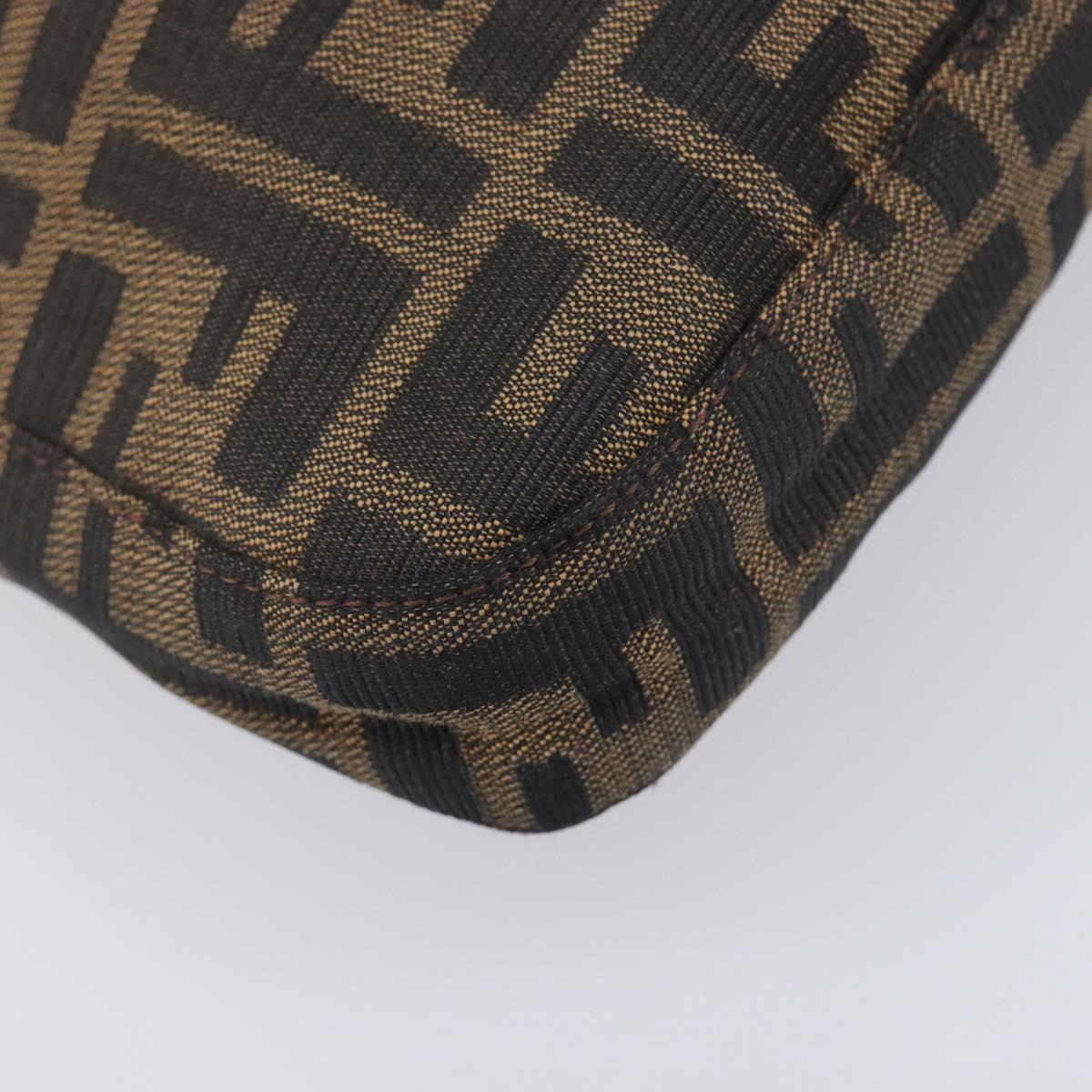 FENDI Zucca Canvas Mamma Baguette Shoulder Bag Brown Black 26727 Auth 206478V