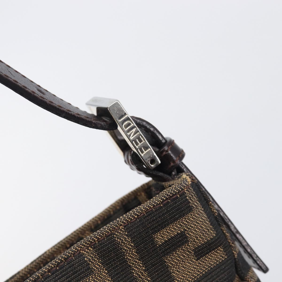 FENDI Zucca Canvas Mamma Baguette Shoulder Bag Brown Black 26727 Auth 206478V