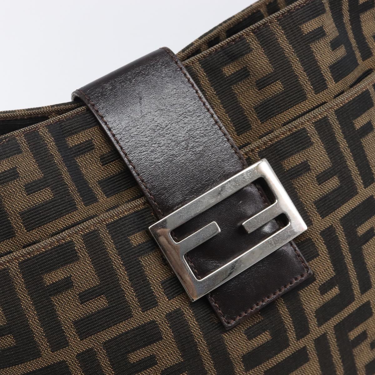 FENDI Zucca Canvas Mamma Baguette Shoulder Bag Brown Black 26727 Auth 206478V