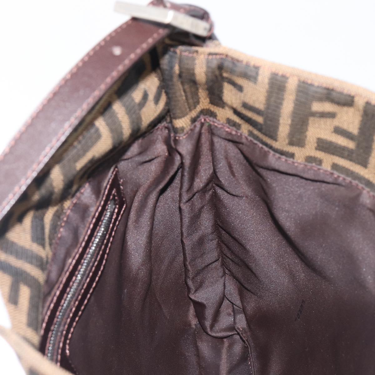 FENDI Zucca Canvas Mamma Baguette Shoulder Bag Brown Black 26727 Auth 206478V