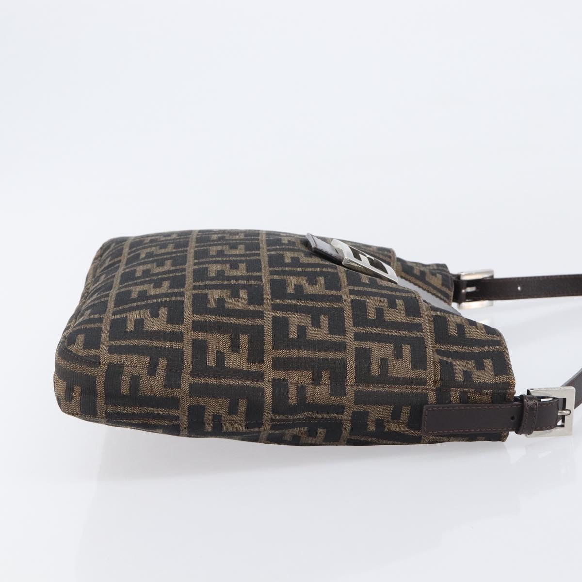 FENDI Zucca Canvas Mamma Baguette Shoulder Bag Brown Black 26727 Auth 206478V