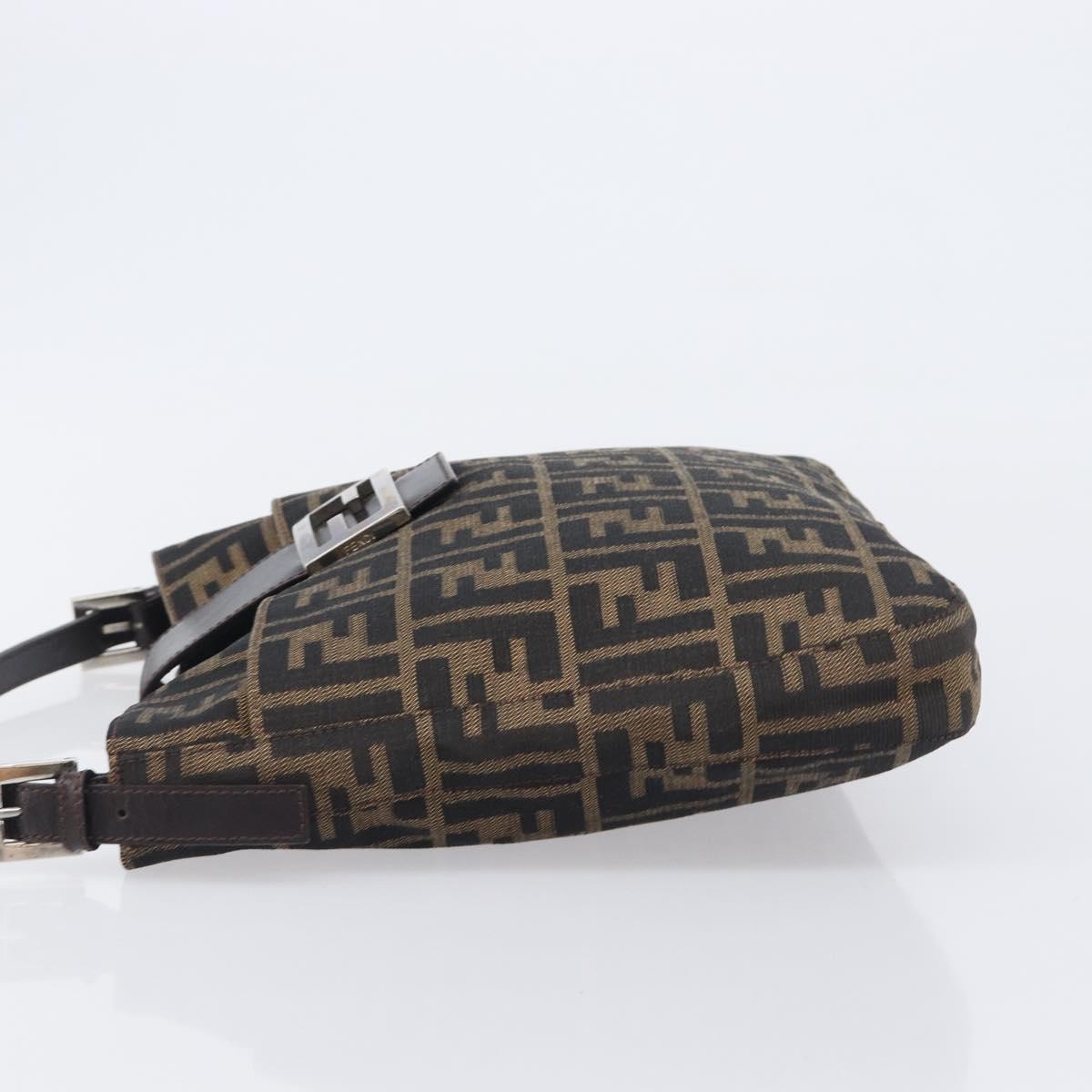 FENDI Zucca Canvas Mamma Baguette Shoulder Bag Brown Black 26727 Auth 206478V
