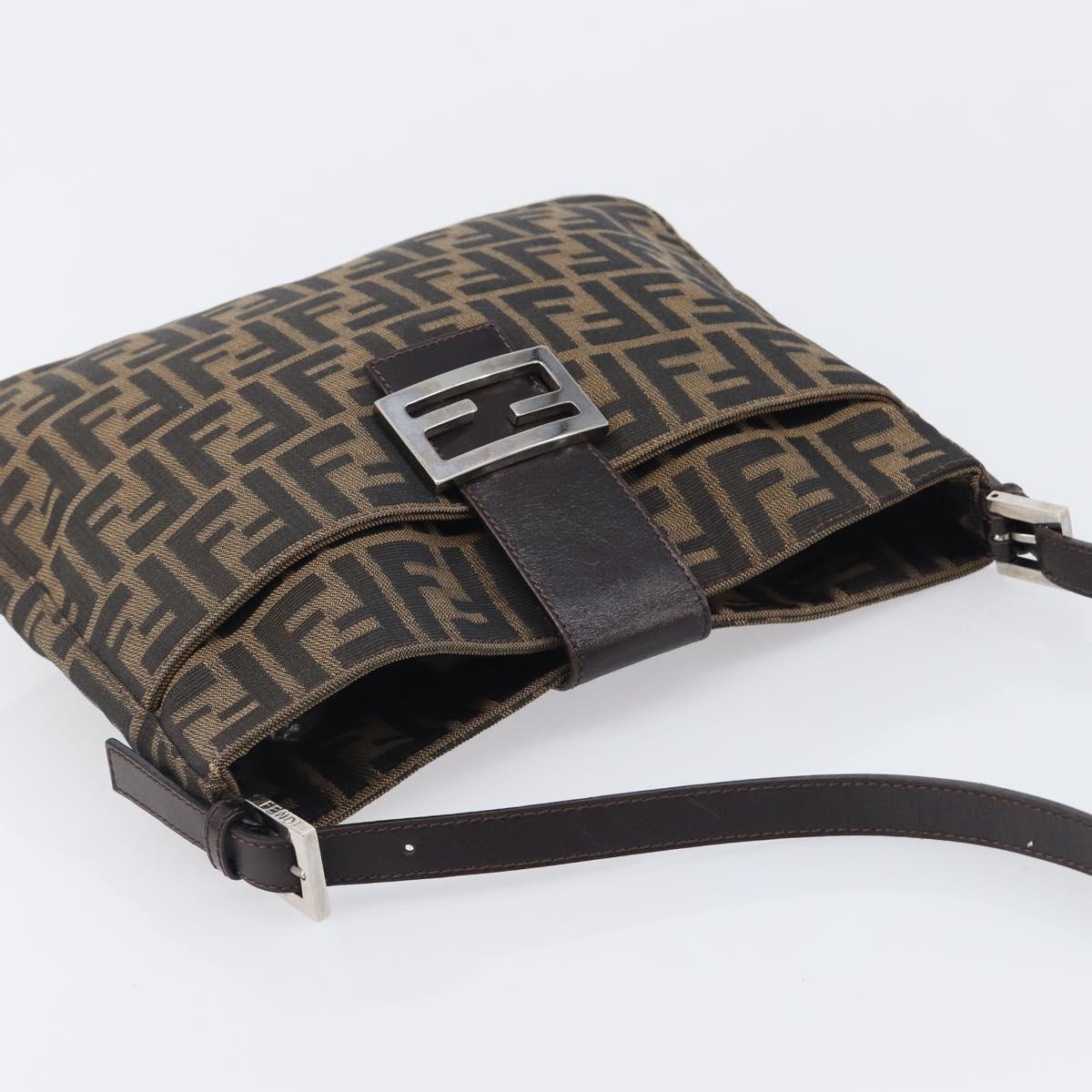 FENDI Zucca Canvas Mamma Baguette Shoulder Bag Brown Black 26727 Auth 206478V