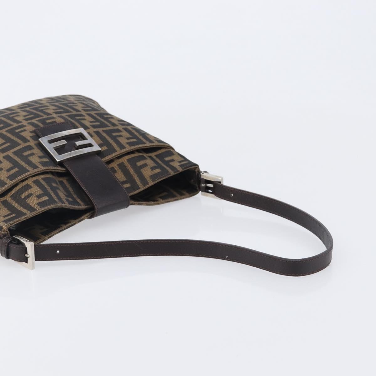 FENDI Zucca Canvas Mamma Baguette Shoulder Bag Brown Black 26727 Auth 206478V