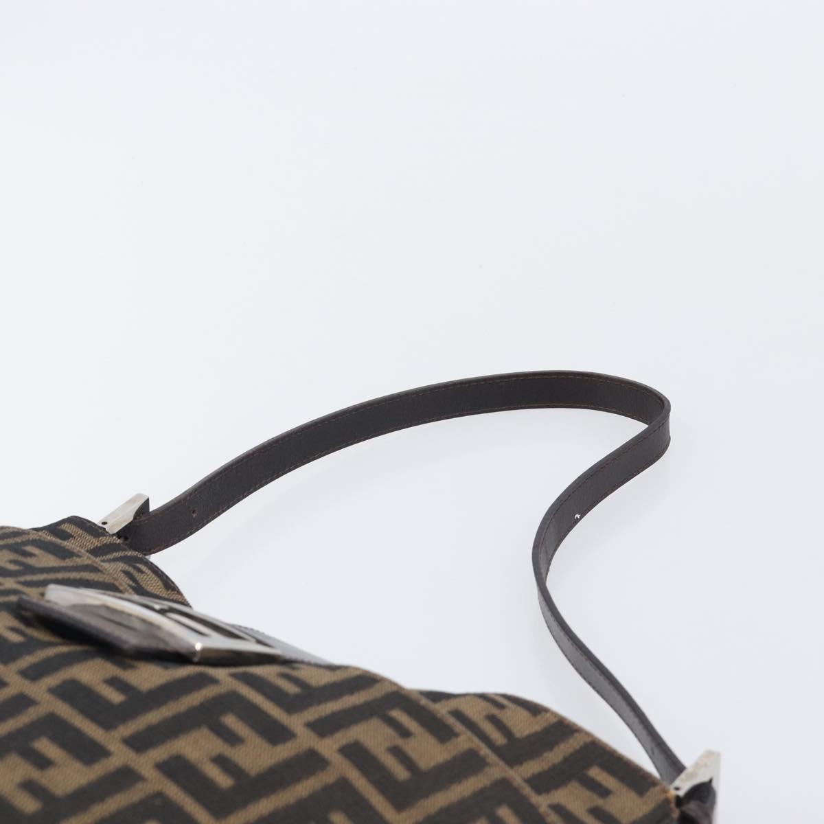 FENDI Zucca Canvas Mamma Baguette Shoulder Bag Brown Black 26727 Auth 206478V