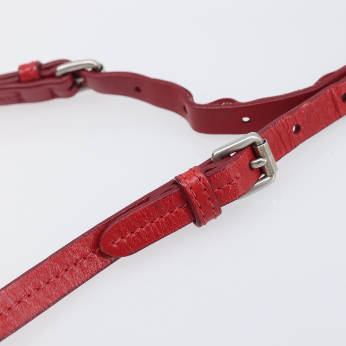 Miu Miu Matelasse Shoulder Bag Leather Red Silver Auth 206482M