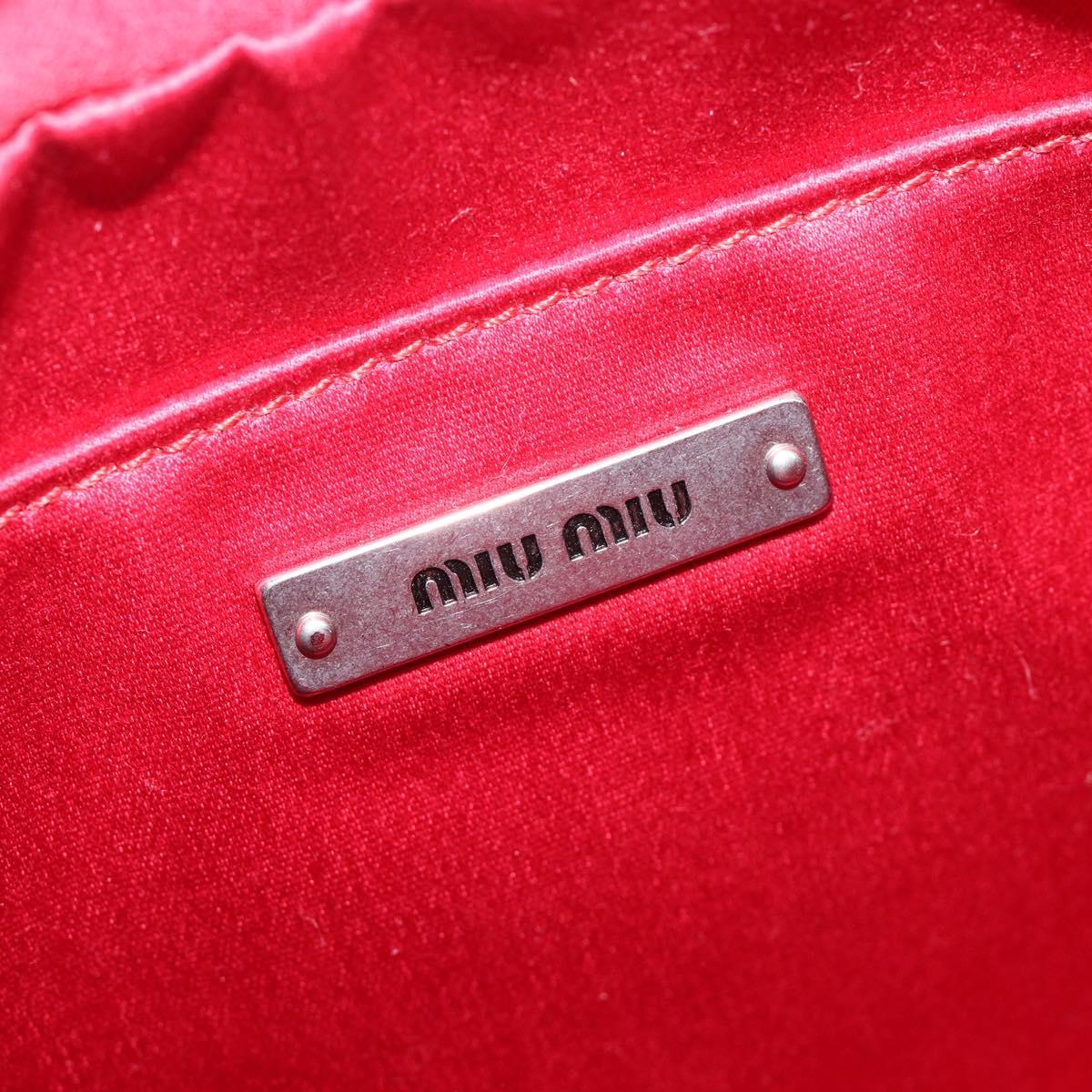 Miu Miu Matelasse Shoulder Bag Leather Red Silver Auth 206482M