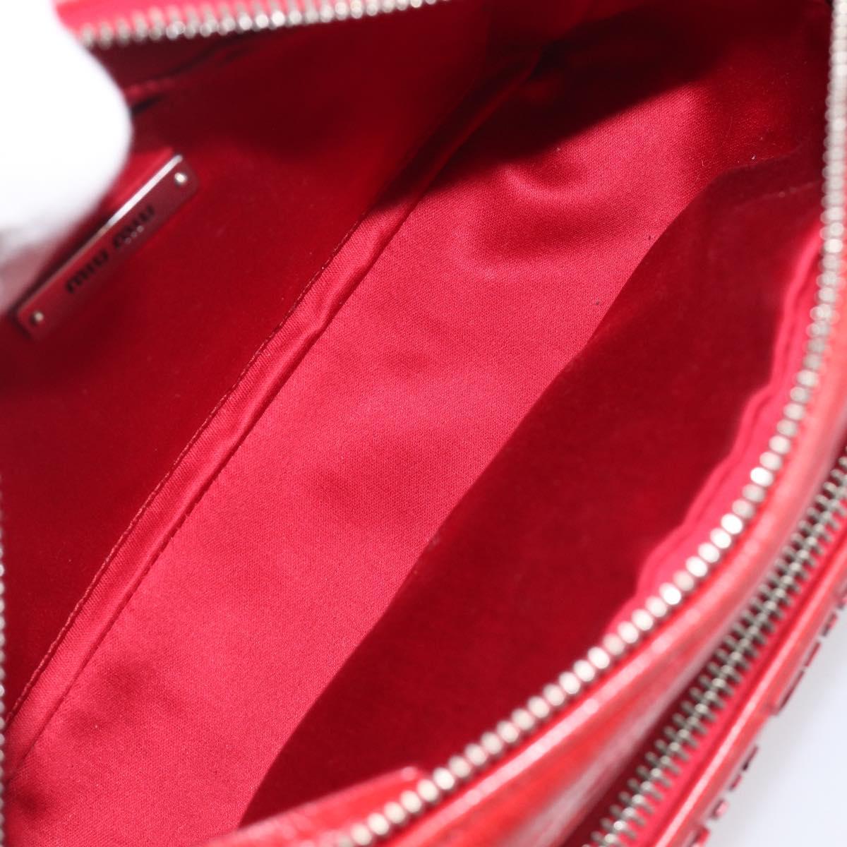 Miu Miu Matelasse Shoulder Bag Leather Red Silver Auth 206482M