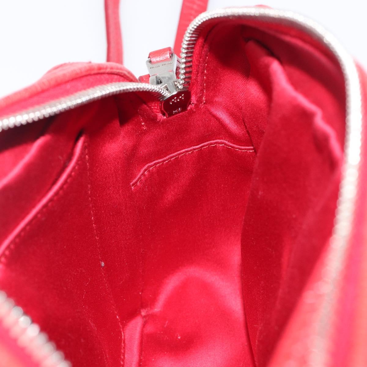 Miu Miu Matelasse Shoulder Bag Leather Red Silver Auth 206482M