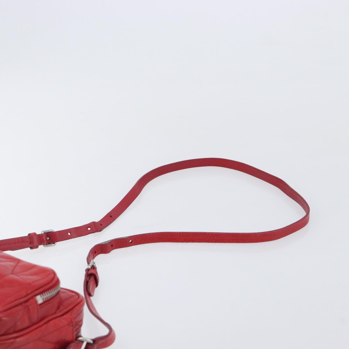 Miu Miu Matelasse Shoulder Bag Leather Red Silver Auth 206482M