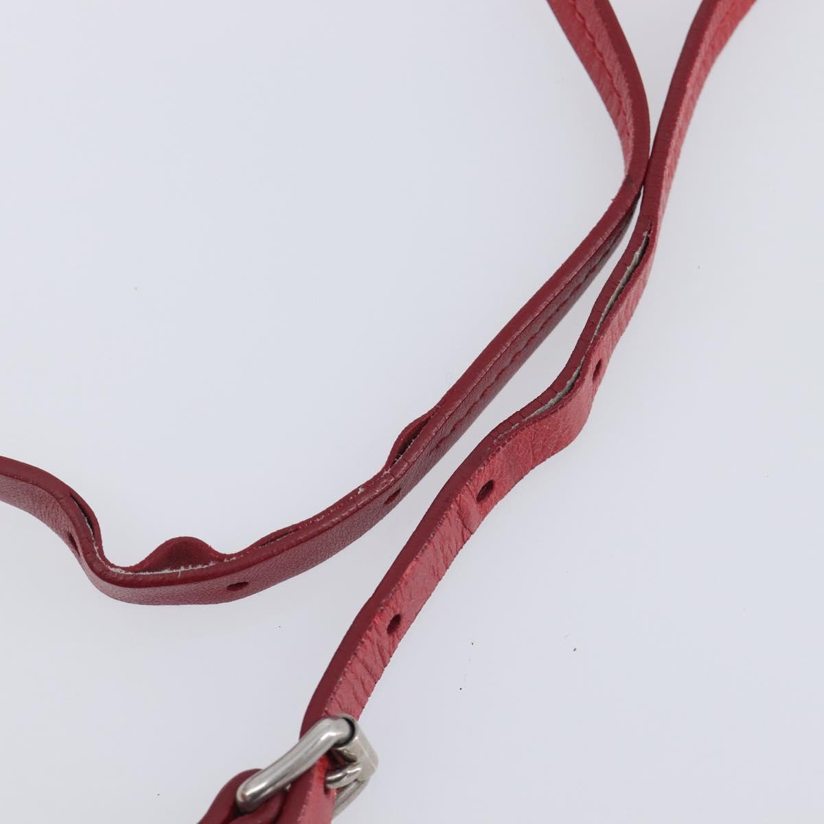 Miu Miu Matelasse Shoulder Bag Leather Red Silver Auth 206482M