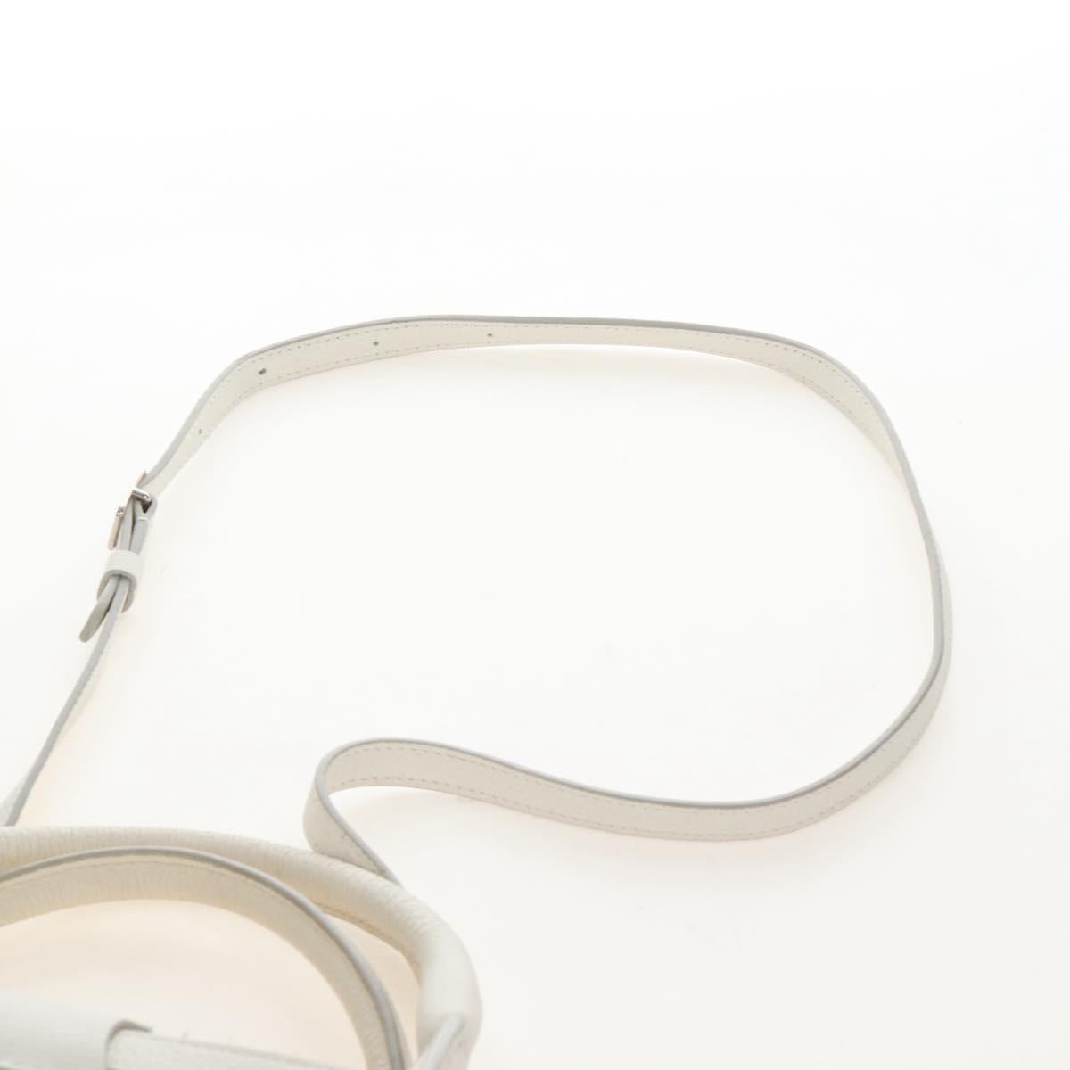 CELINE Big Bag Small Hand Bag Leather 2way White Silver Auth 206487M