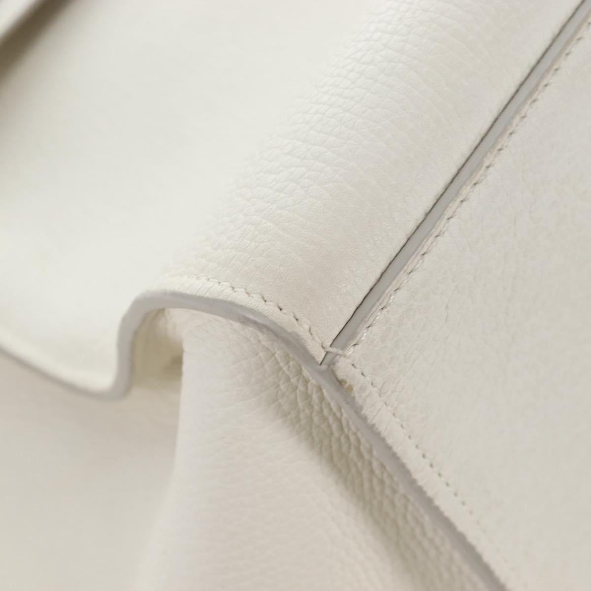 CELINE Big Bag Small Hand Bag Leather 2way White Silver Auth 206487M