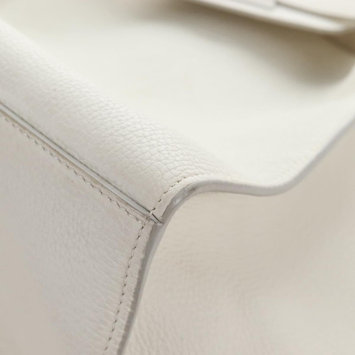 CELINE Big Bag Small Hand Bag Leather 2way White Silver Auth 206487M