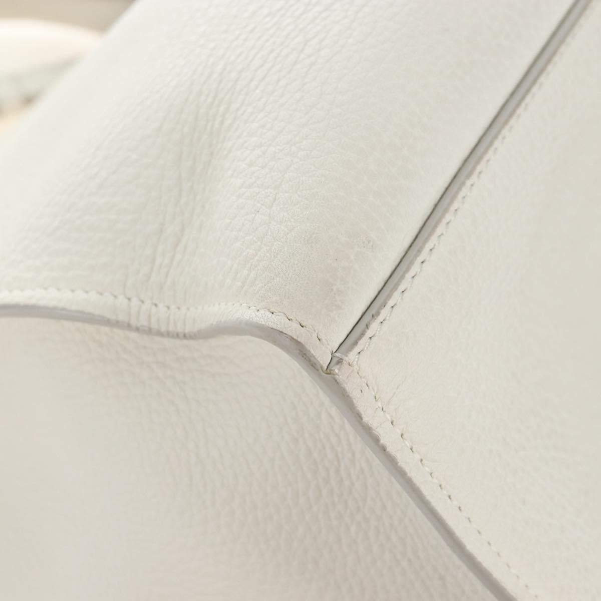 CELINE Big Bag Small Hand Bag Leather 2way White Silver Auth 206487M