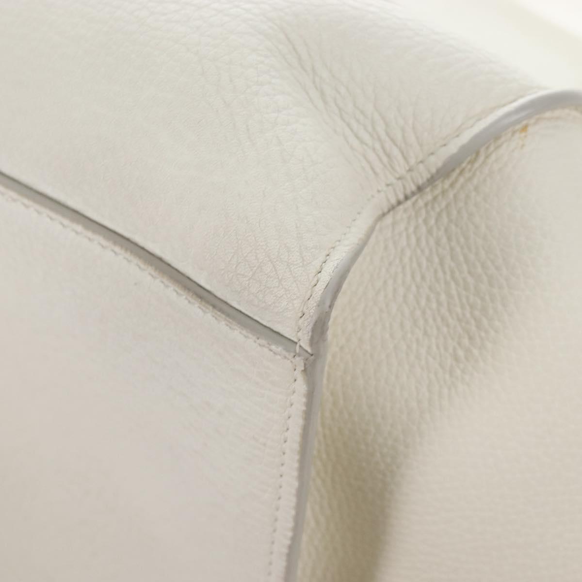 CELINE Big Bag Small Hand Bag Leather 2way White Silver Auth 206487M