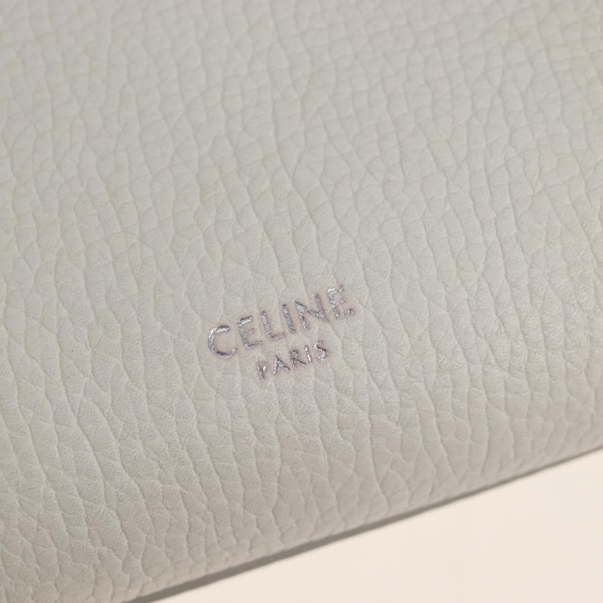CELINE Big Bag Small Hand Bag Leather 2way White Silver Auth 206487M