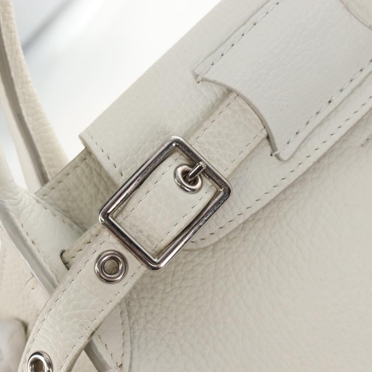 CELINE Big Bag Small Hand Bag Leather 2way White Silver Auth 206487M