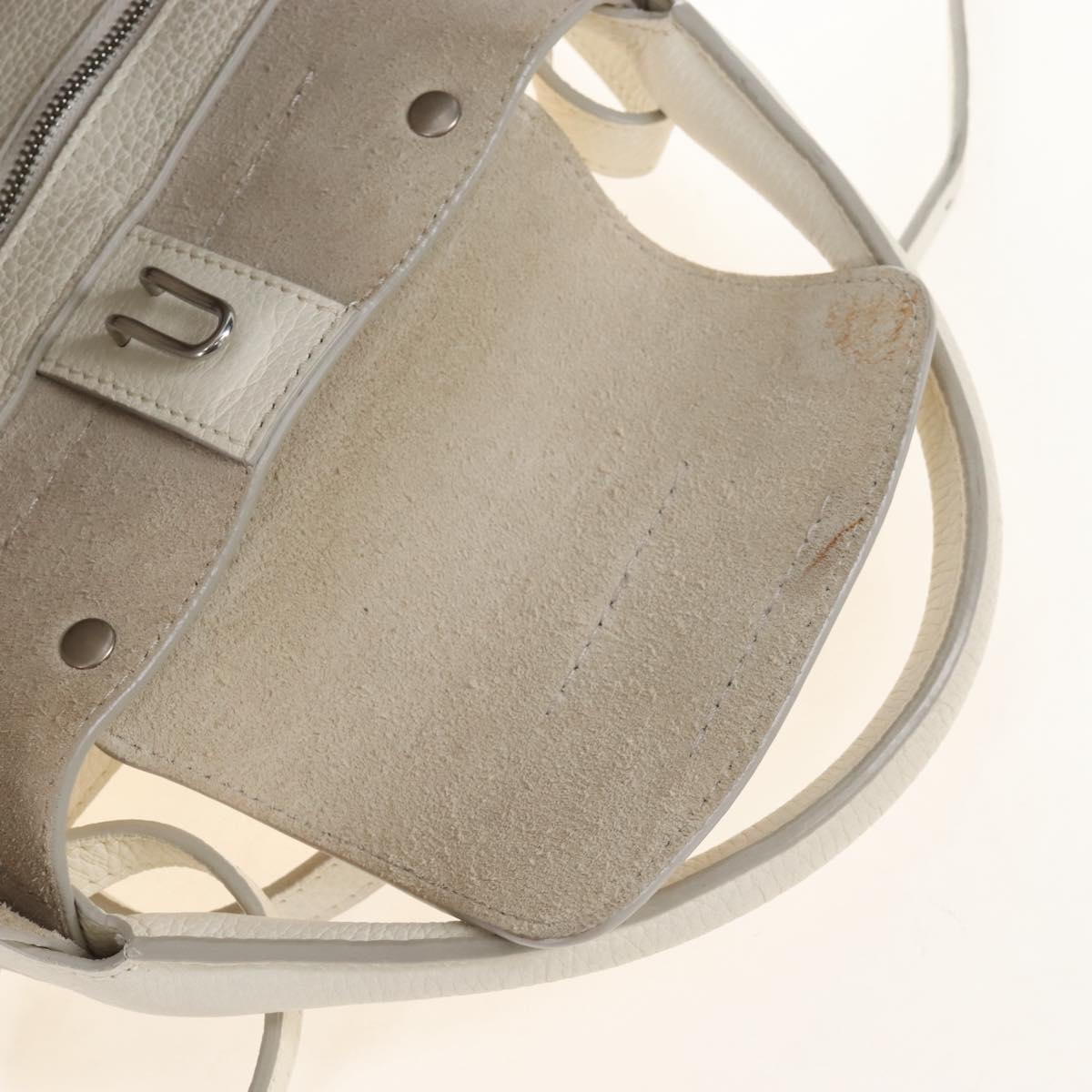 CELINE Big Bag Small Hand Bag Leather 2way White Silver Auth 206487M