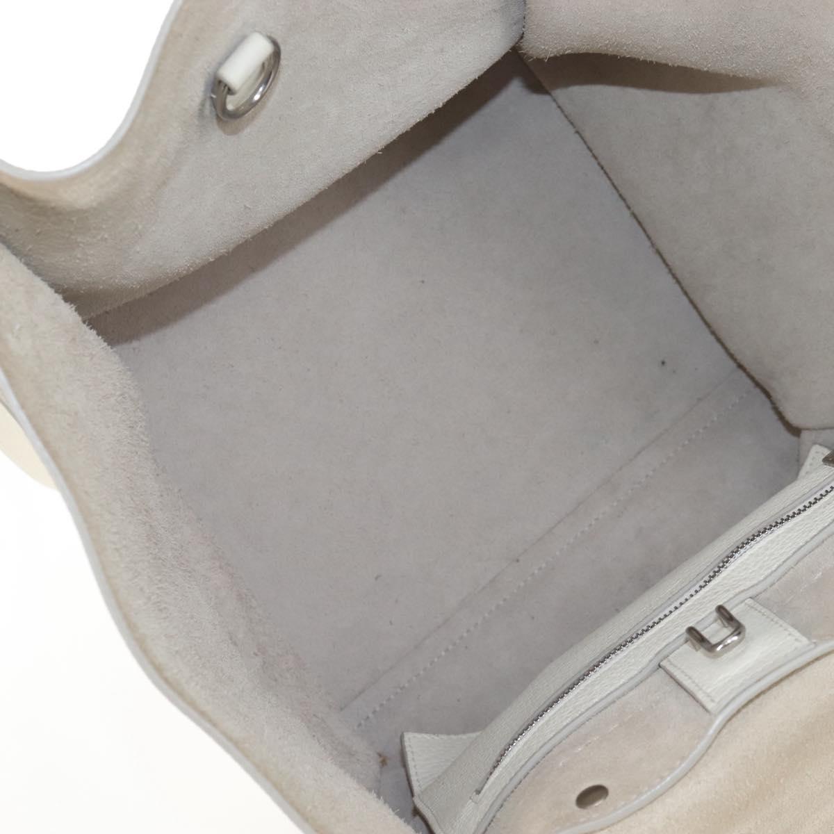CELINE Big Bag Small Hand Bag Leather 2way White Silver Auth 206487M