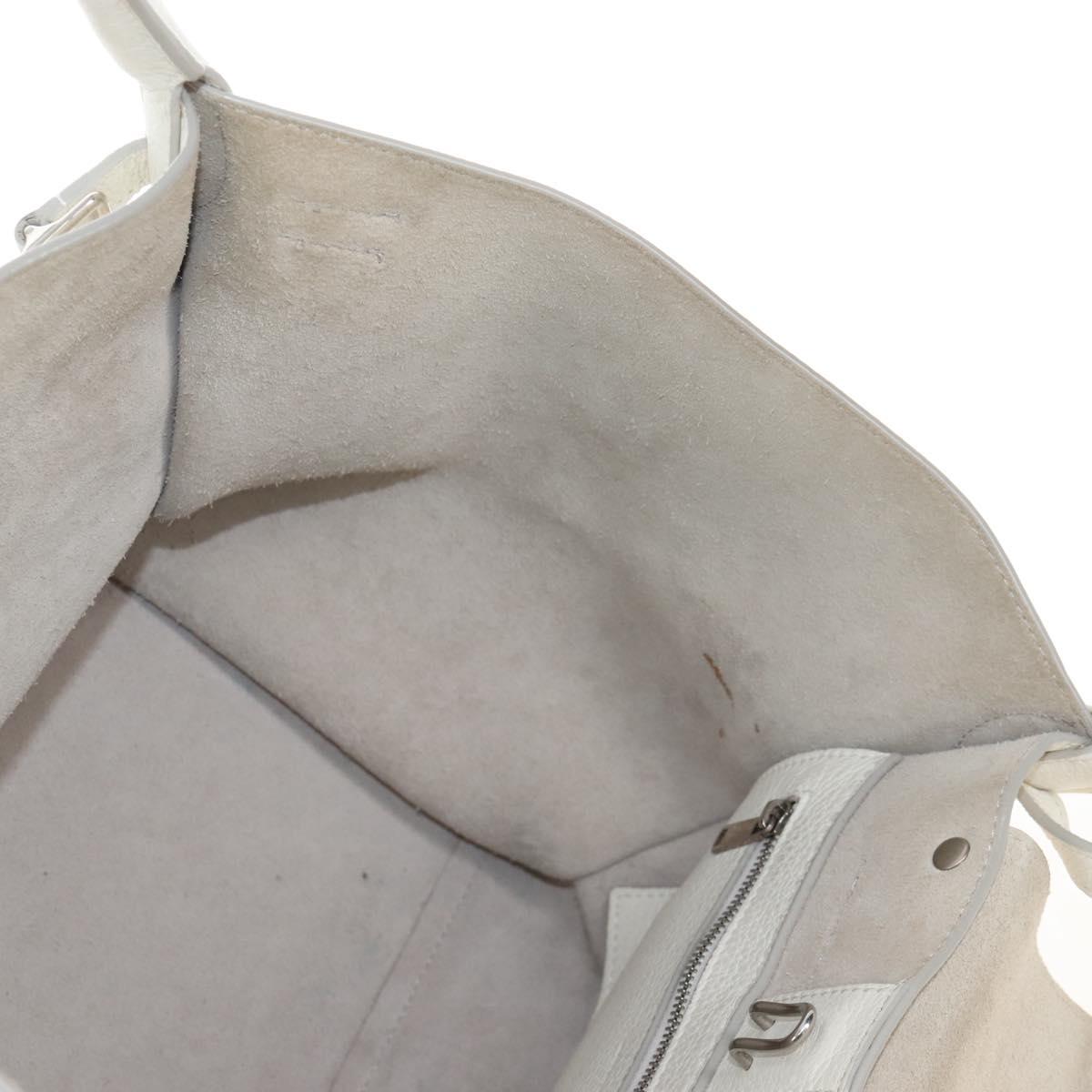 CELINE Big Bag Small Hand Bag Leather 2way White Silver Auth 206487M