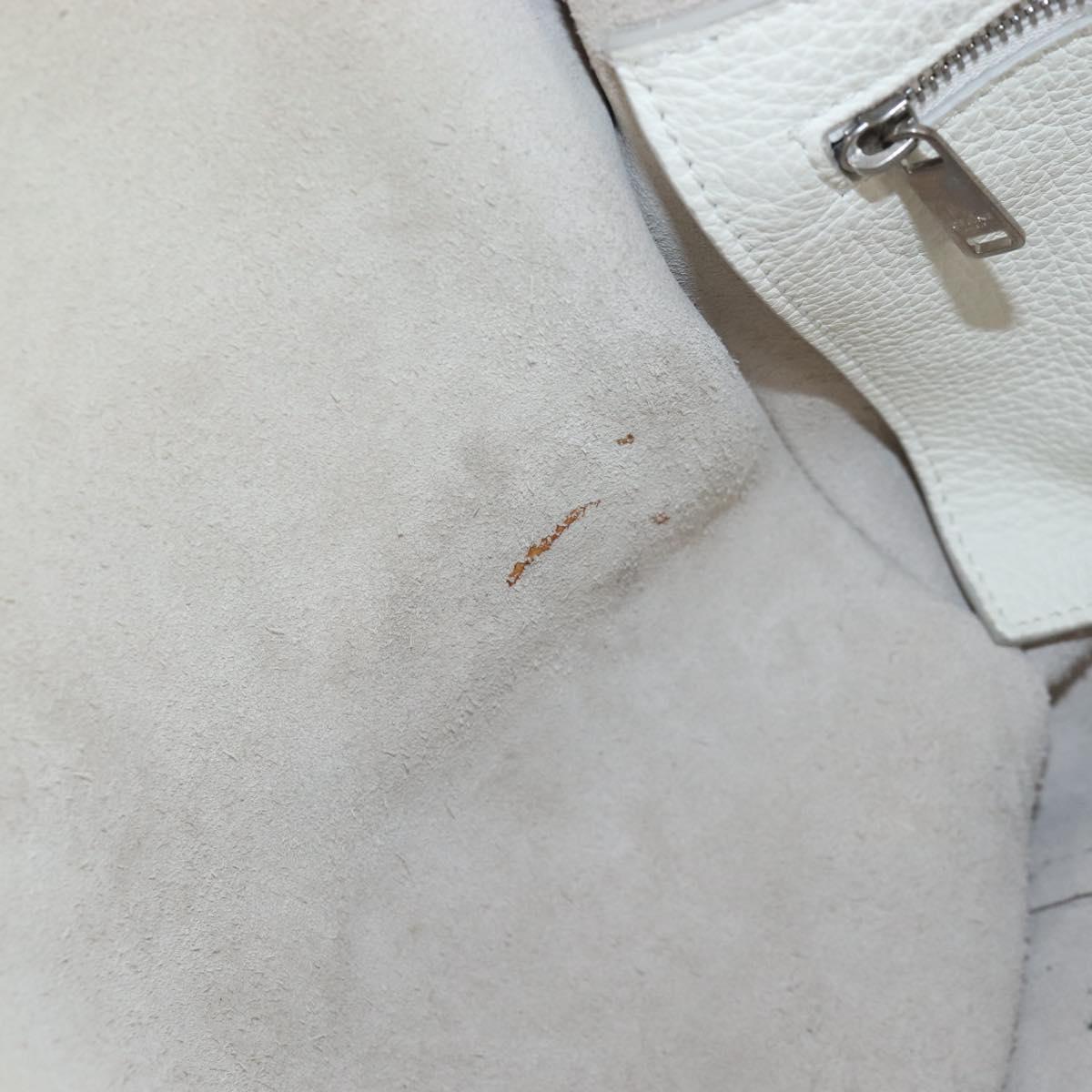 CELINE Big Bag Small Hand Bag Leather 2way White Silver Auth 206487M