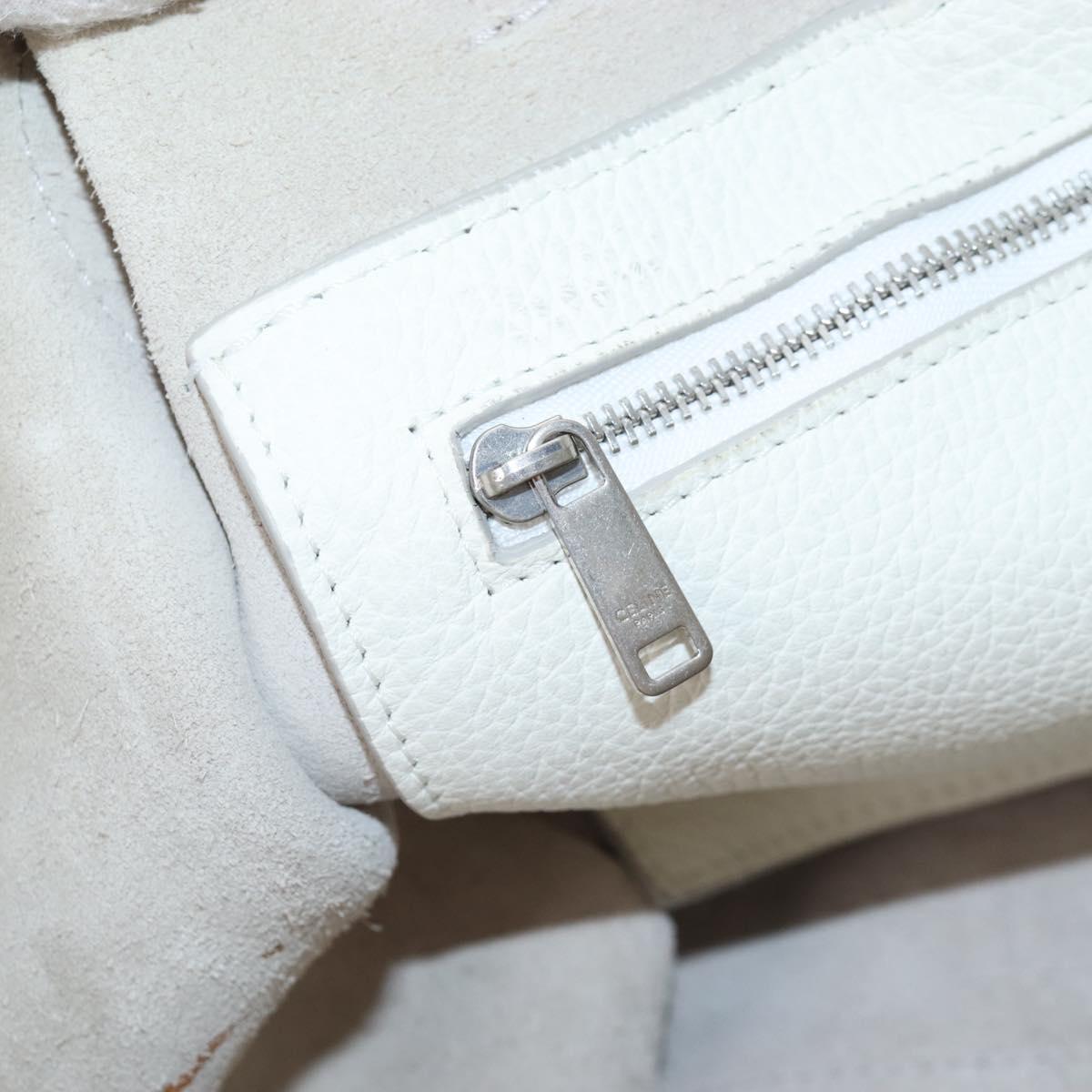 CELINE Big Bag Small Hand Bag Leather 2way White Silver Auth 206487M