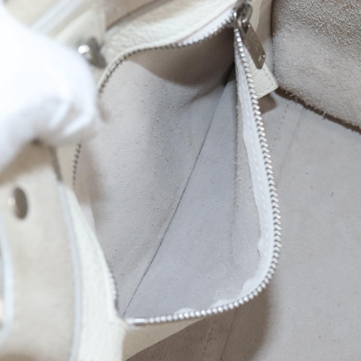 CELINE Big Bag Small Hand Bag Leather 2way White Silver Auth 206487M