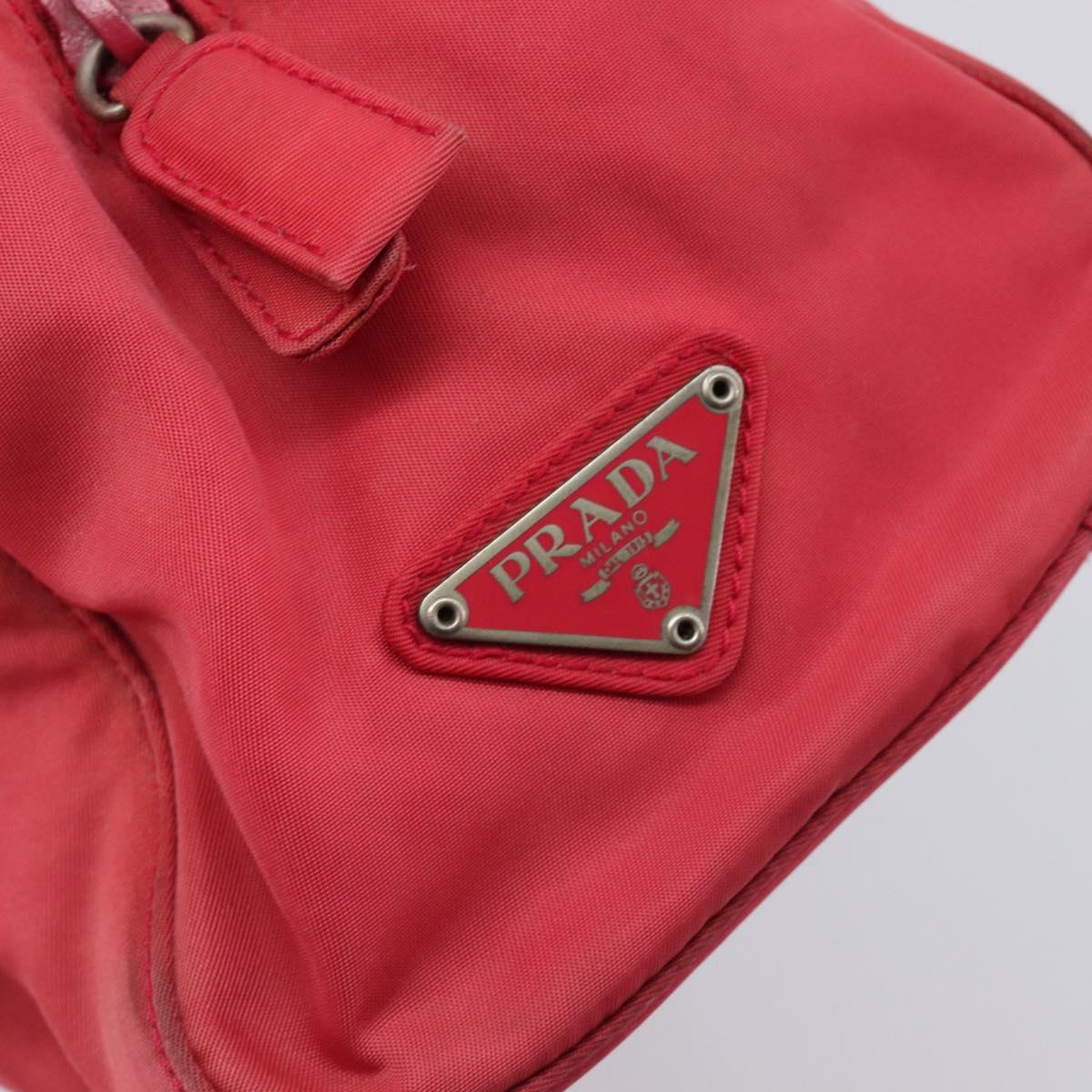 PRADA Hand Bag Nylon Pink Silver Auth 206488