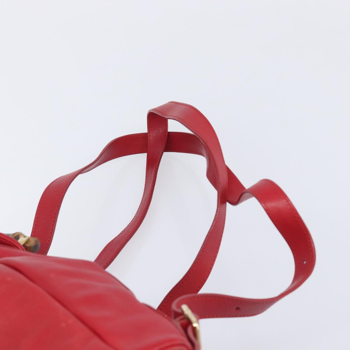GUCCI Bamboo Backpack Leather Red Gold 003 3444 0030 Auth 206489