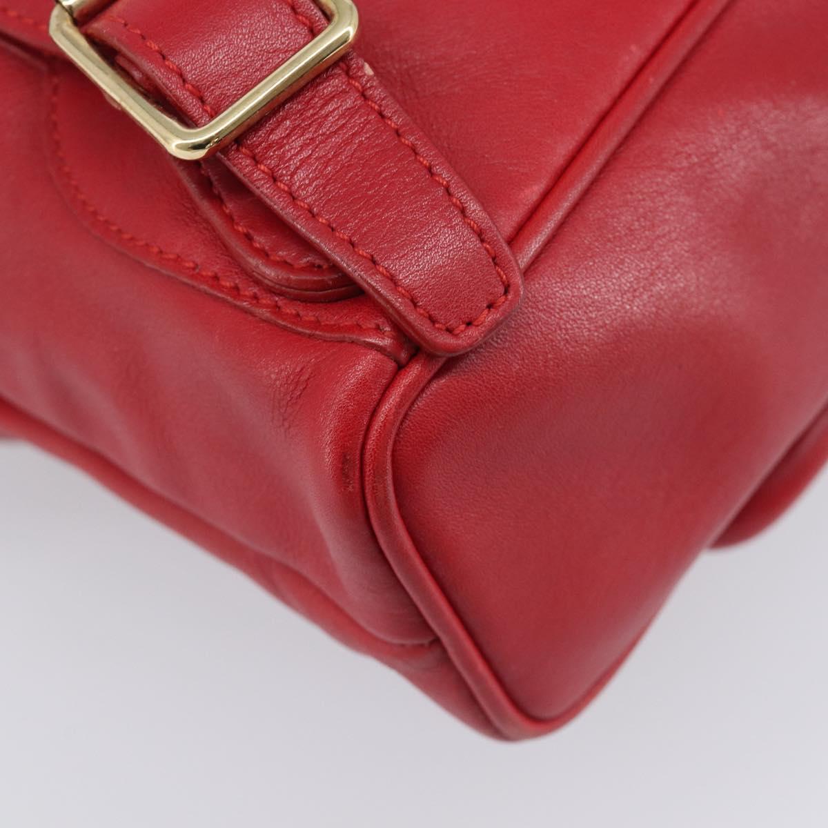 GUCCI Bamboo Backpack Leather Red Gold 003 3444 0030 Auth 206489