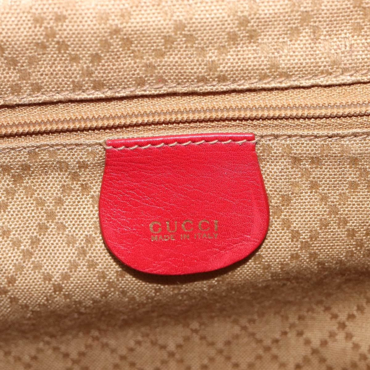 GUCCI Bamboo Backpack Leather Red Gold 003 3444 0030 Auth 206489