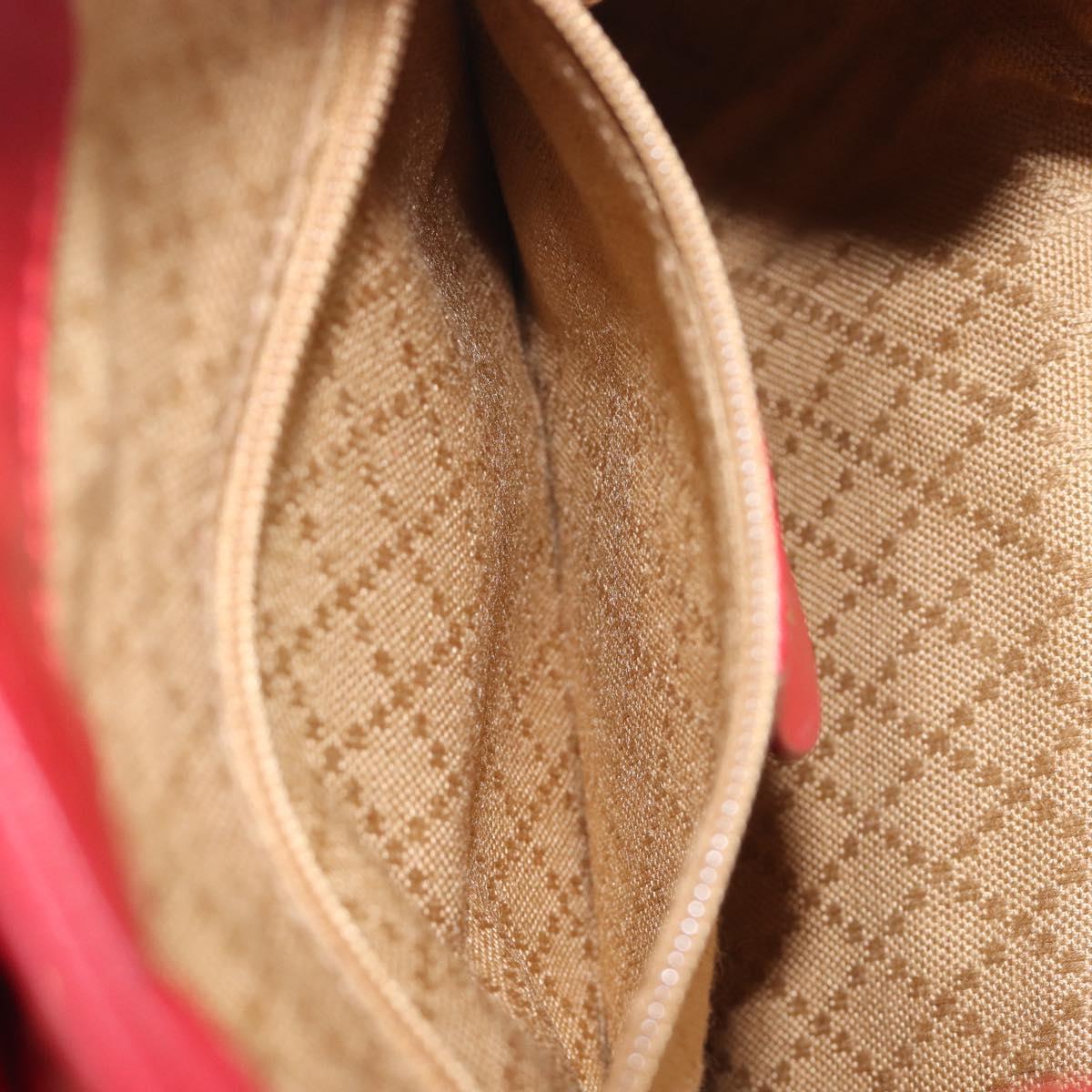 GUCCI Bamboo Backpack Leather Red Gold 003 3444 0030 Auth 206489