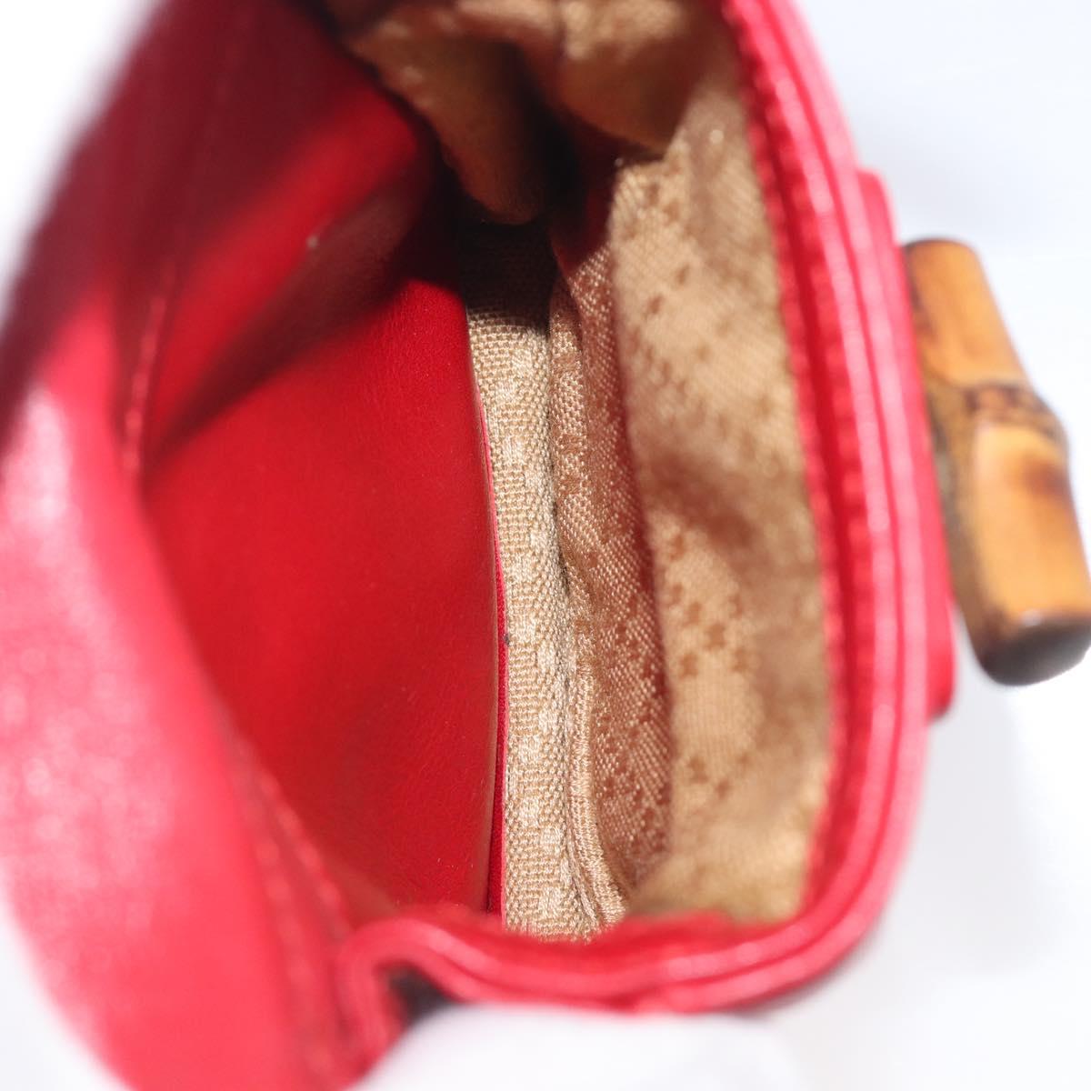 GUCCI Bamboo Backpack Leather Red Gold 003 3444 0030 Auth 206489