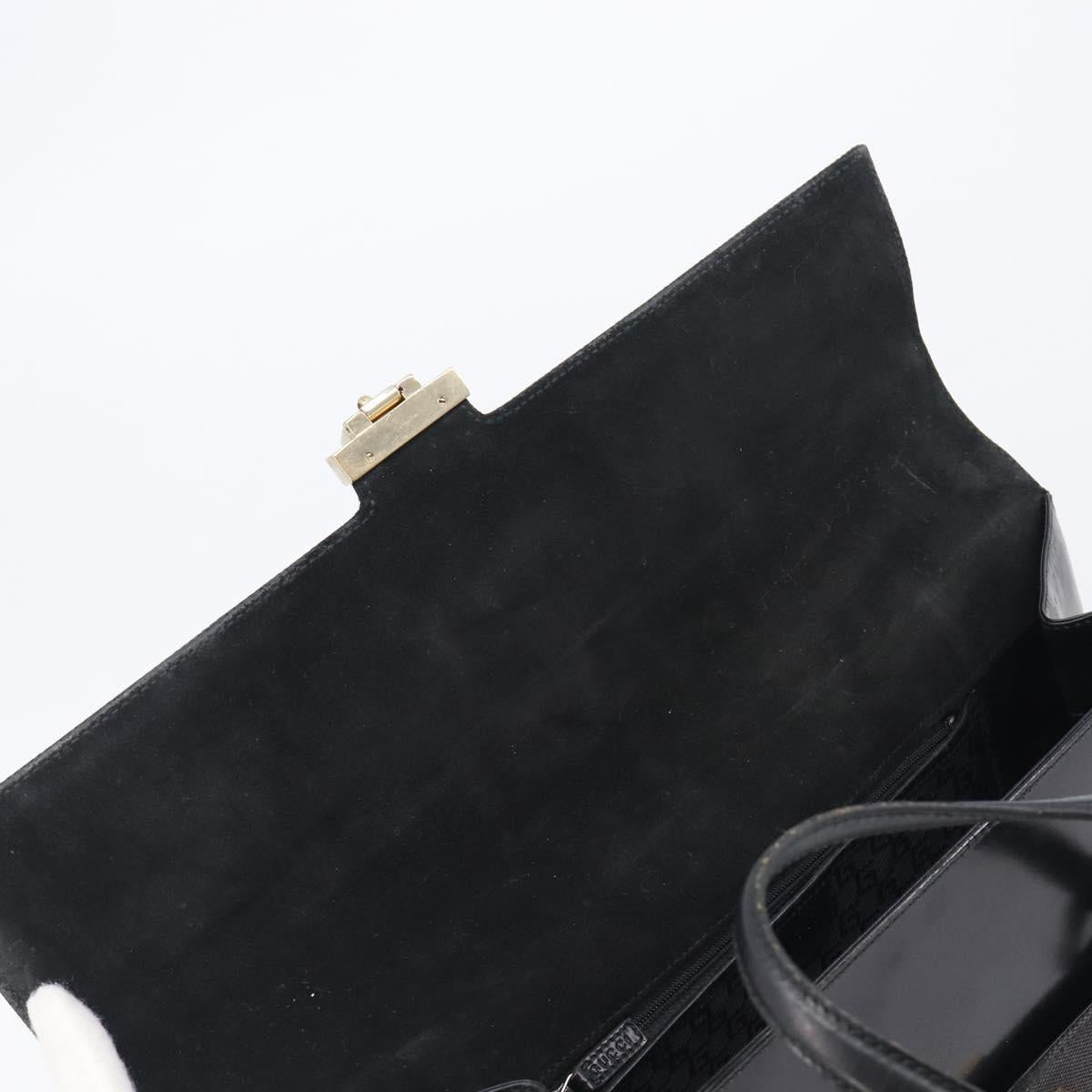 GUCCI Hand Bag Canvas Black Gold 001 4218 Auth 206491