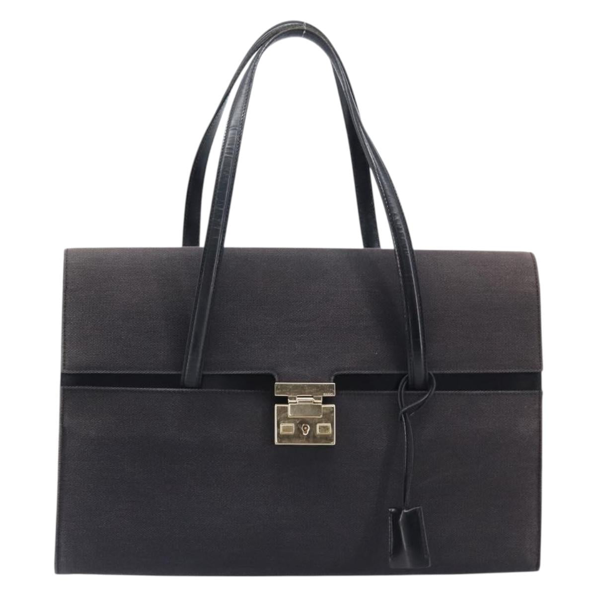 GUCCI Hand Bag Canvas Black Gold 001 4218 Auth 206491