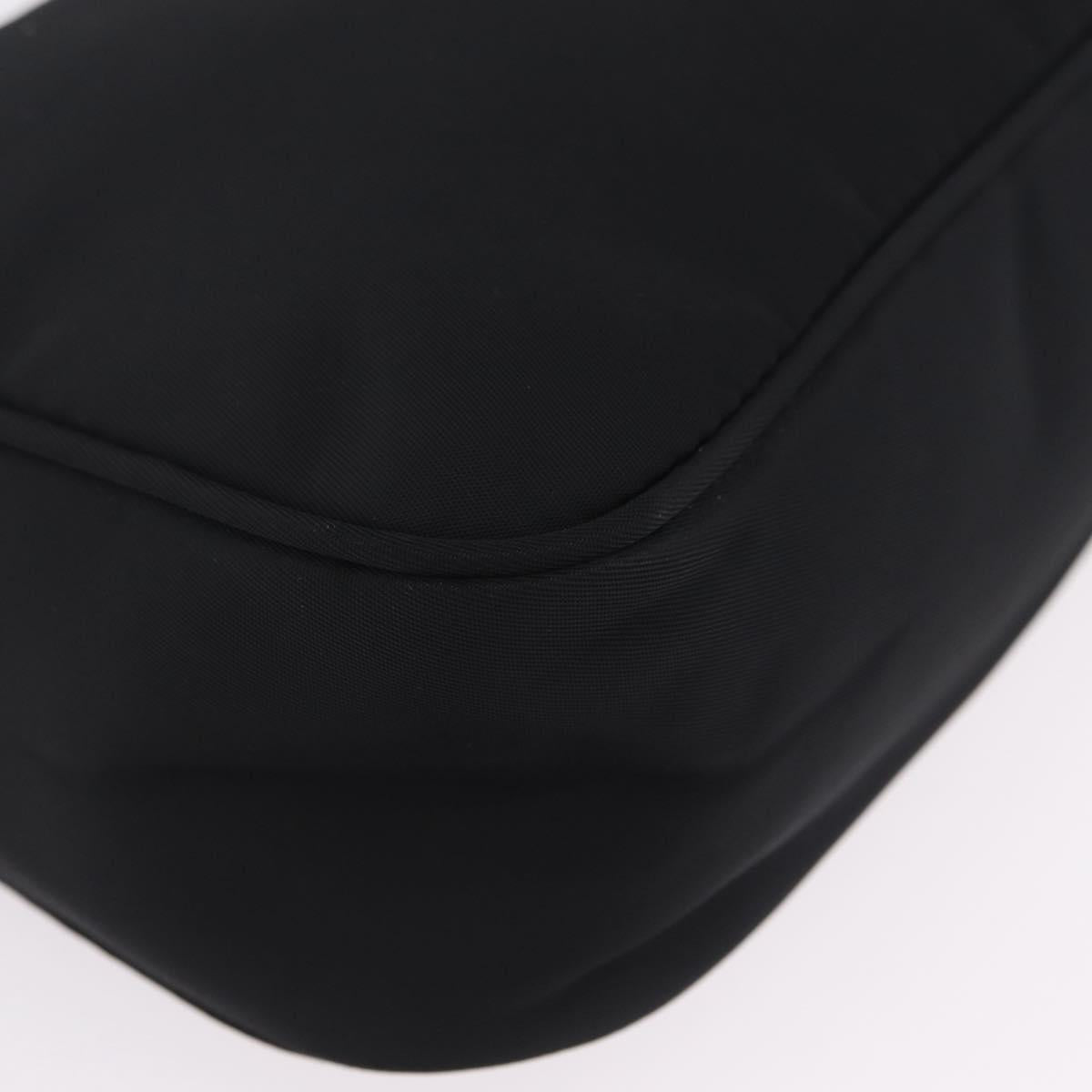 PRADA Hand Pouch Nylon Black Silver Auth 206497A
