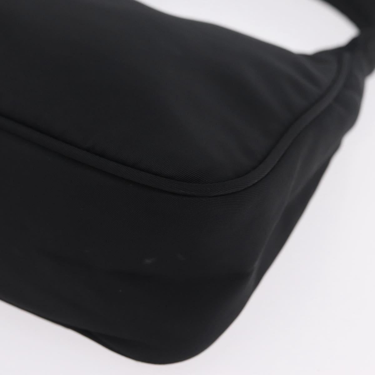 PRADA Hand Pouch Nylon Black Silver Auth 206497A